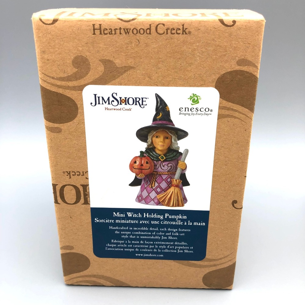 Jim Shore Heartwood Creek Mini Witch Holding Pumpkin Figurine 6014477 Enesco